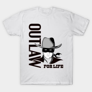 Cowboy Art | Outlaw For Life Line Art T-Shirt